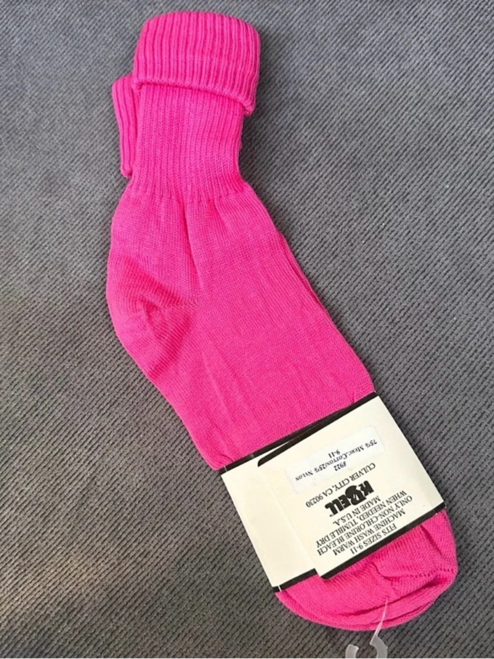 Vintage 80's Ribbed Cuff Socks Crew Style Pink Fold Over Women’s NOS